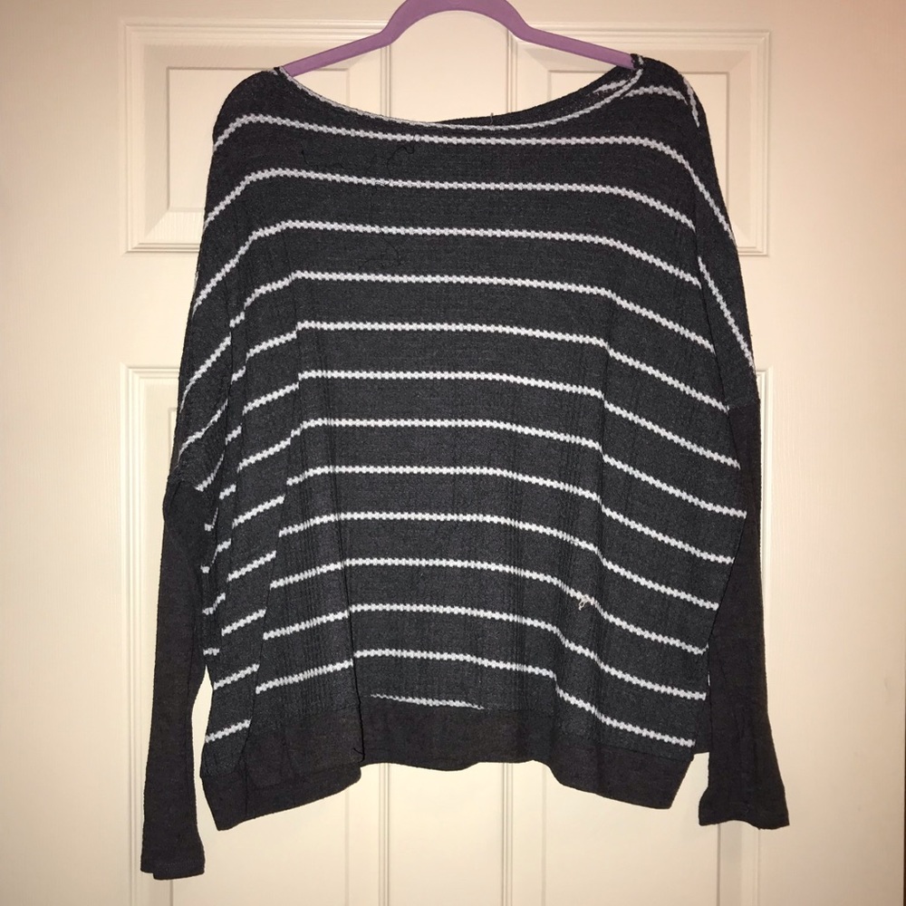 Long sleeve gray and white sweater